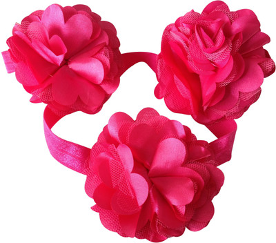 

NeedyBee Toddlers Elastic Toe Blooms Barefoot Sandals and Rosset Headband Set Hair Accessory Set(Pink)