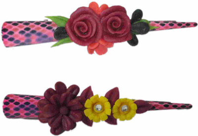 

Advanc Hotline Porcelain clay work fancy banana clip (Combo of 2) Hair Clip(Multicolor)