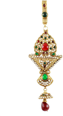 

Orniza Traditional Indian Juda Keychain In Red Green Stones Hair Pin(Multicolor)