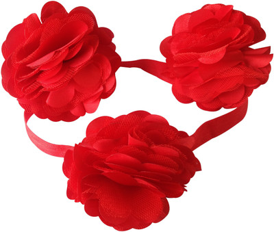 

NeedyBee Elastic Toe Blooms Barefoot Sandals and Rosset Headband Set Hair Accessory Set(Red)