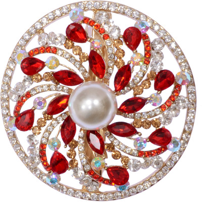 

Mansiyaorange party Wedding casual wear fancy Golden pin accessories Hair Clip(Red)
