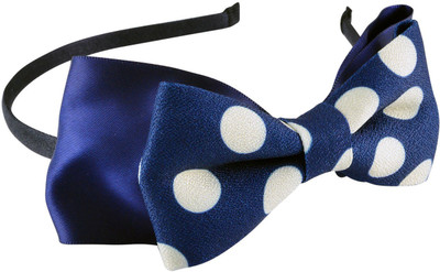 

Sarah Double Polka Dot and Silk Bow Hair Band(Blue)
