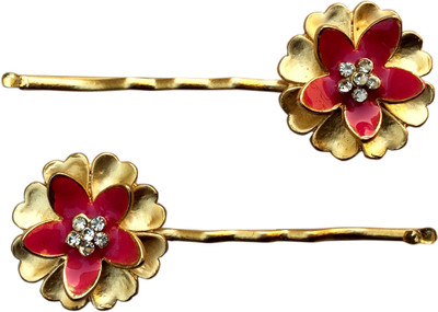 

B-Fashionable Blooming Lotus Bobby Hair Pin(Pink, Gold)
