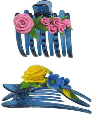 

Advanc Hotline Porcelain clay work fancy banana clip (Combo of 2) Hair Clip(Multicolor)