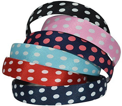 

Bzybel Wome Polka Dots Headbands Plastic Hair Bands Hair Comb Ribbon Covered for Little Girls Head Band(Multicolor)