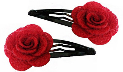

OPC Beautiful Floral Hair Accessory - Pack of 2 Tic Tac Clip(Red)