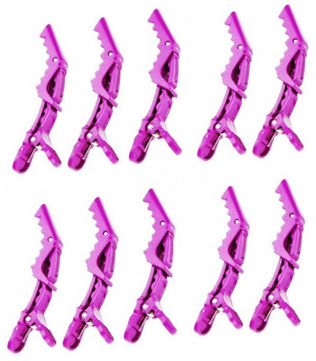 

Out Of Box Crocodile Styling Professional Set Of 10 Hair Clip(Purple)
