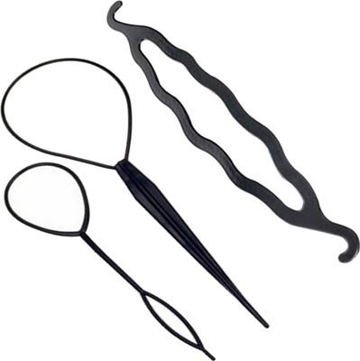 

SENECIO 'S Topsy Tail & Plastic Magic Bun Maker Combo Pack Hair Accessory Set(Black)