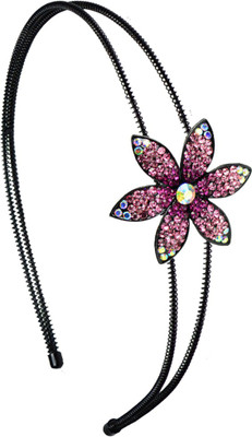 

Glitters Online Glitters Pink Colour American Diamond Head Gear Head Band Head Band(Black, Pink)