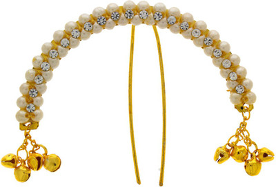 

Anuradha Art Designer Simple Stylish Hair Pin(Gold, White)