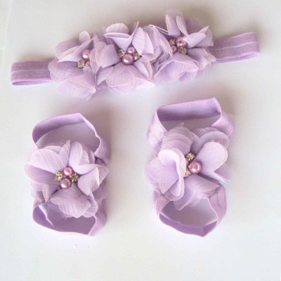 

Etsi Bitsi Girl's Foot Flower Barefoot Sandals + Headband Accessories Hair Band(Purple)