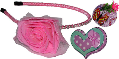 

Juhi Pink Floral Hairband with Tic-Tac Hair Accessory Set(Multicolor, Pink)