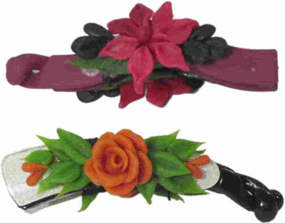 

Advanc Hotline Porcelain clay work fancy banana clip (Combo of 2) Hair Clip(Multicolor)