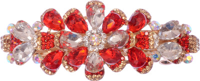 

Mansiyaorange party Wedding casual wear fancy Golden pin accessories Hair Clip(Red)
