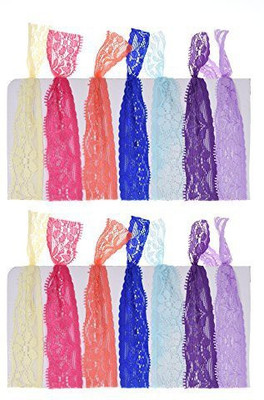 

KLOUD City 7 Colors Assorted Pack of 14 Baby Girl Child Lace Elastic Hair Ties , Hair Holders , Hair Band Hair Band(Multicolor)