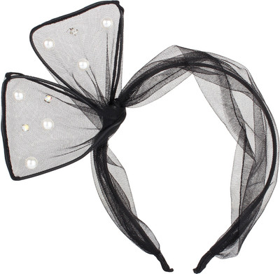 

ILU White Pearl Fabric Plastic Head Band Women Girls Casual Wedding Party Beauty Hair Care Styling Hair Accessories Jewellery Black Hair Band, Head Band, Hair Clip(Black)