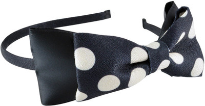

Sarah Double Polka Dot and Silk Bow Hair Band(Black)