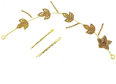 

AccessHer Stone Studded wedding and Party Fancy Premium Quality Tiara With Pin Hair Accessories For Women&Girls Gold Head Band(Gold)