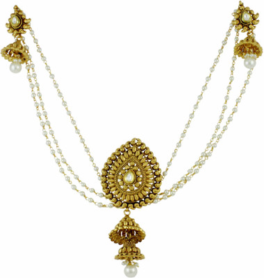 

Orniza Rajwadi Accessories In Pearl Color And Golden Polish Hair Chain(White)