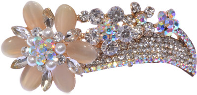 

Mansiyaorange party Wedding casual wear fancy Golden pin accessories Hair Clip(White)