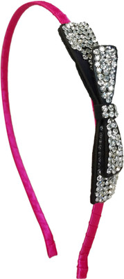

Ammvi Creations CZ Embellished Long Bow Charm Sleek for Women Hair Band(Pink)