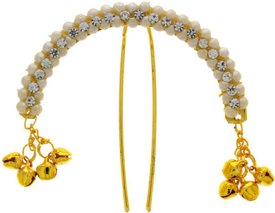

Anuradha Art Designer Simple Stylish Hair Pin(Gold, White)