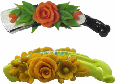 

Advanc Hotline Porcelain clay work fancy banana clip (Combo of 2) Hair Clip(Multicolor)