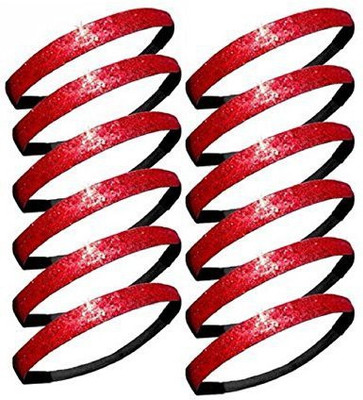 

Kenz Laurenz 12 Pack: Twelve Glitter Headbands by Activewear Apparel (12-Red) Head Band(Red)