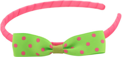 

Pikaboo Grograin Polka Bow Hair Band(Green, Pink)