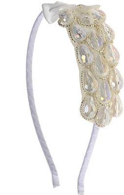 

The Ethnic Wears Metal Alloy, Silk Covered, Beeds, Crystal & CZ Stones, etc. Hair Band(White)