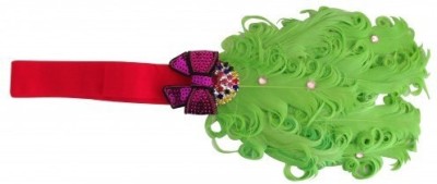 

NeedyBee Baby Girl Christmas Red and Green Children Metal Bow with Feather Head Band(Green)