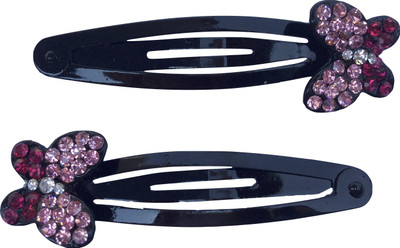 

B-Fashionable Small Butterfly Rhinestone Tic Tac Clip(Pink, Black)