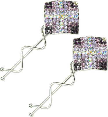 Glitters Online Purple Colour American Diamond Hair Pin(Purple)