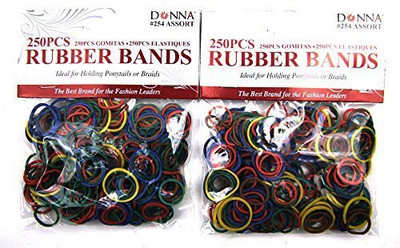 

Donna 2 Pack of 250 Pieces Hair Rubber Bands Total 500 Pieces Rubber Band(Multicolor)