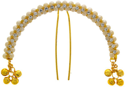 

Anuradha Art Designer Simple Stylish Hair Pin(Gold, White)