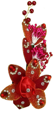 

GRACE FASHION VILLA Red Flower Bun Clip(Red)