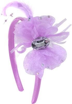 

Super Drool Lilac Embellished Fabric Bow and Feather Head Band(Lilac)