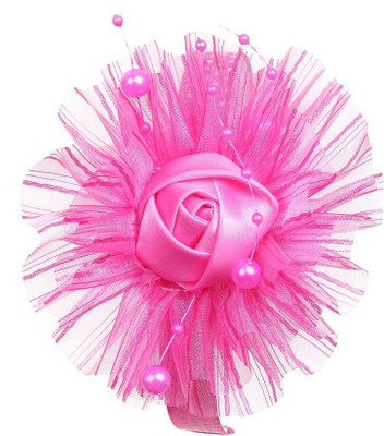 

One Personal Care Princess Flower Charm Pearl Studded Netted Designer Part Wear Hair Accessory Set, Hair Band(Pink)