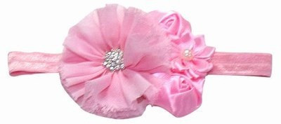 

Pinkblueindia Newborn Baby Flowers with Stone Embellishments Head Band(Pink)