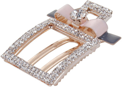 

Fayon Party Style Diva Peach Funky Bow With Rhinestone Hair Pin(Pink)