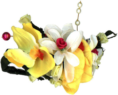 AmberRose Carnations And Yellow Orchid Hair Clip(Yellow)