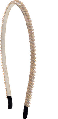 

The Ethnic Wears Metal Alloy, Silk Covered, Beeds, Crystal & CZ Stones, etc. Hair Band(Gold)