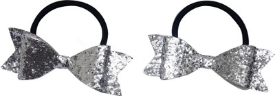 

Dchica Two little silver bow Rubber Band(Silver)