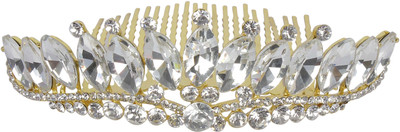 

Muchmore Gorgeous Beautiful Style Fashion Crown For Women Jewelry Hair Clip(Gold, White)