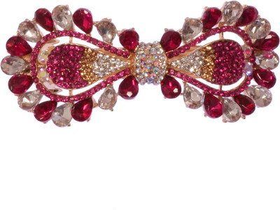 

Mansiyaorange party Wedding casual wear fancy Golden pin accessories Hair Clip(Pink)