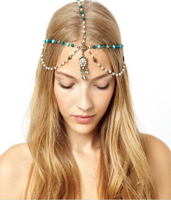 

Shining Diva Hair Chain(Blue, White, Gold)