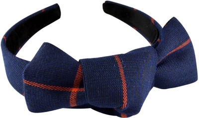 Sarah Checks Bow Hair Band(Blue)