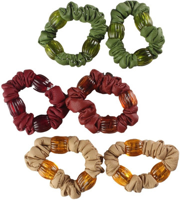 

AccessHer Plain Beaded Leather Rubber Band(Green, Red, Brown)