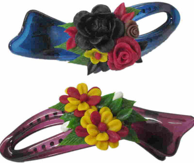 

Advanc Hotline Porcelain clay work fancy banana clip (Combo of 2) Hair Clip(Multicolor)