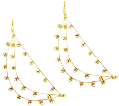 

Mehrunnisa Triple Layer Gold Tone Crystal Hair Chain(Gold)